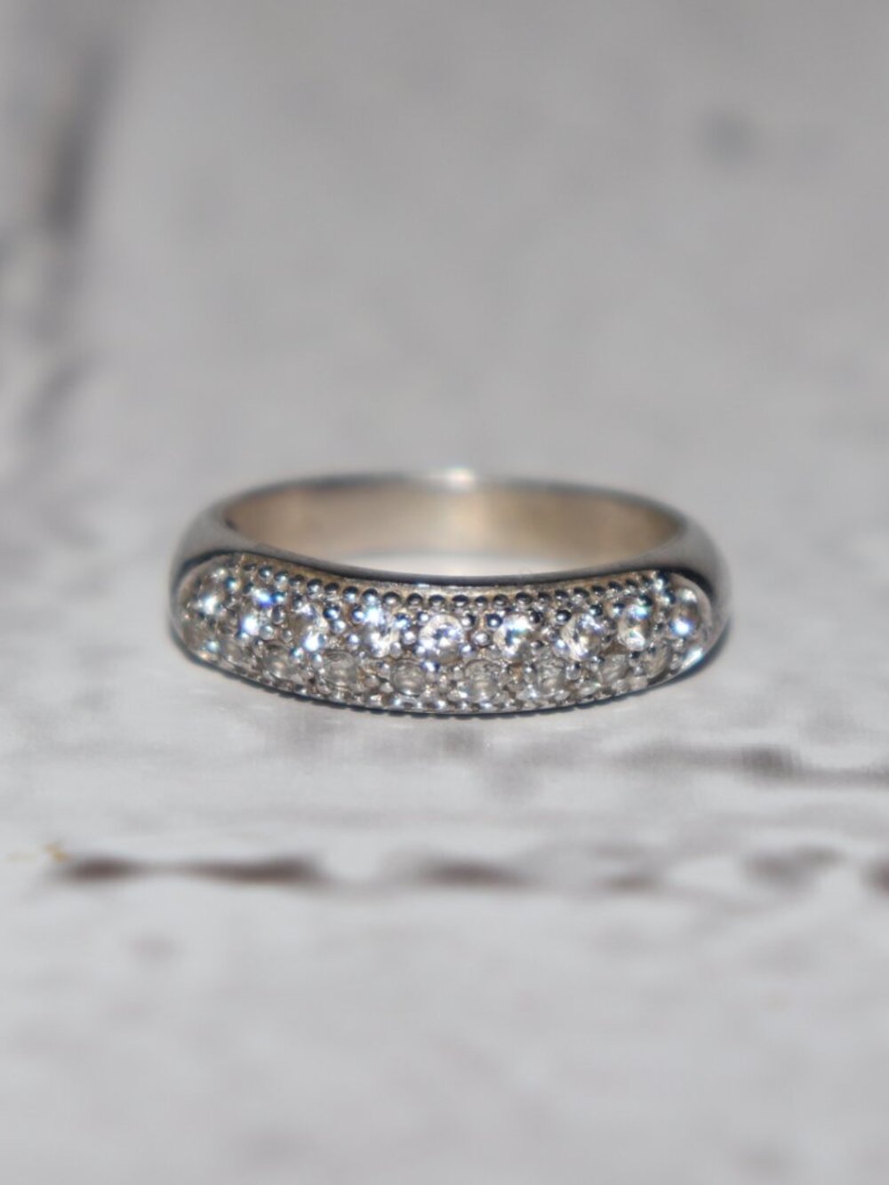 ⨠.925 Sterling Silver CZ Band Ā· Size 8 Classic sparkle Ā· Halfāband stones Ā·